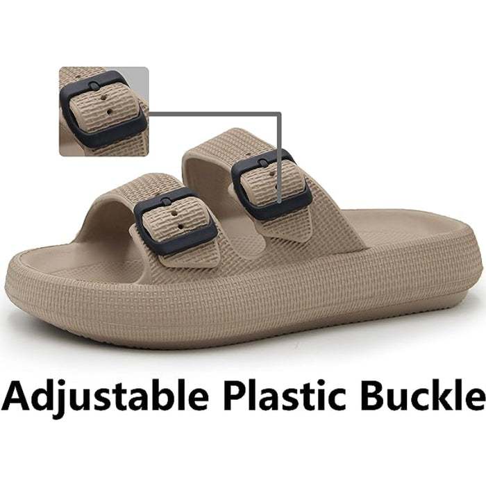 Double Buckle Adjustable Flat Sandals