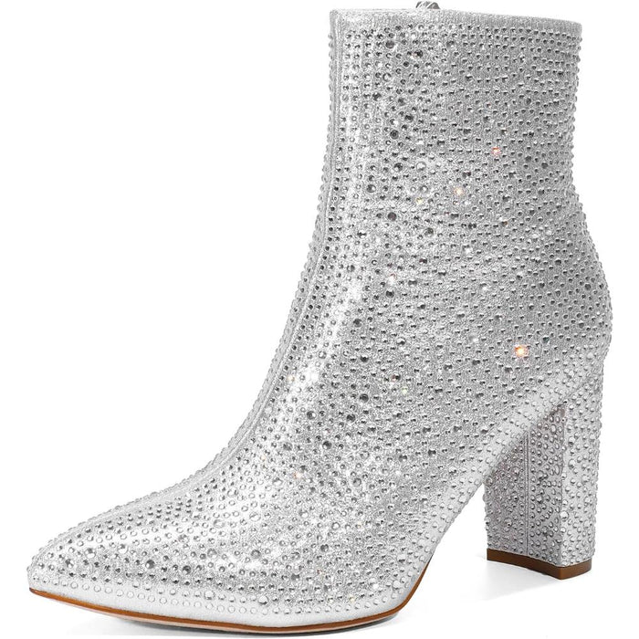 Chunky Rhinestone Studded Boots