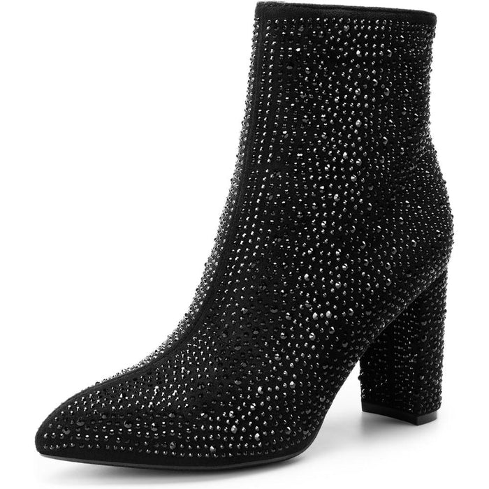 Chunky Rhinestone Studded Boots