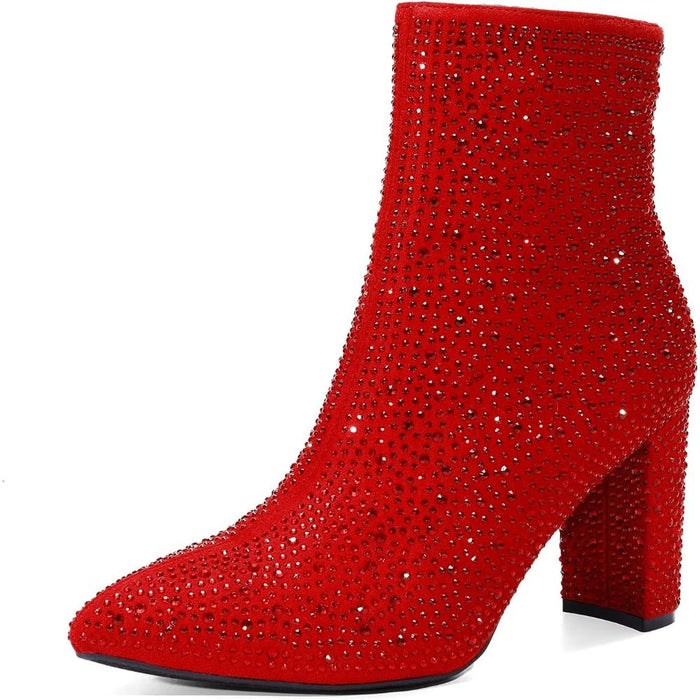 Chunky Rhinestone Studded Boots