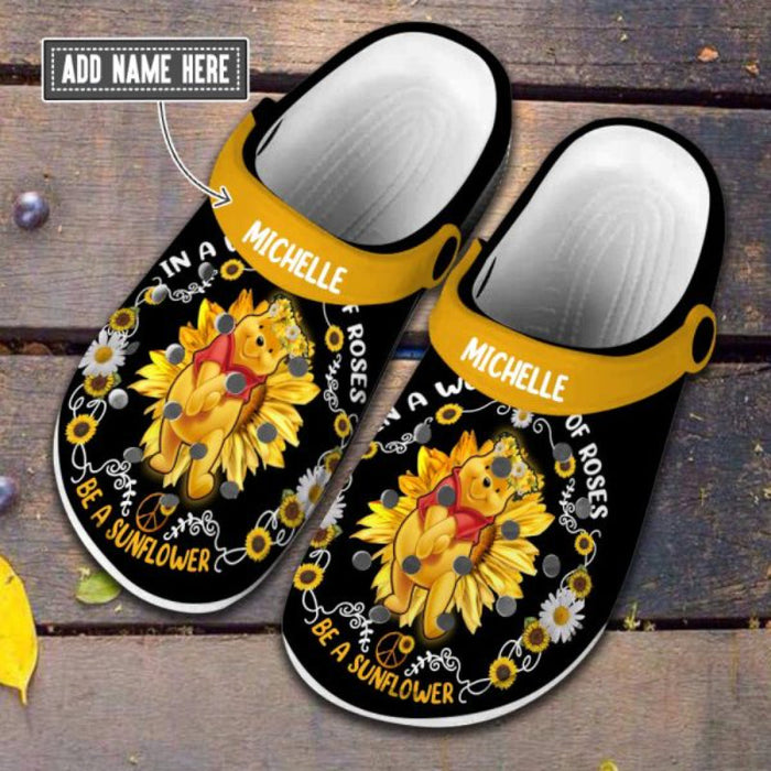 Personalized Winnie The Pooh Sunflower Pattern Clogs