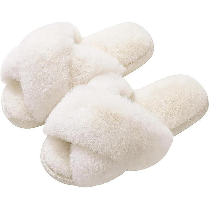 Plush Comfort Crossband Slippers For Women