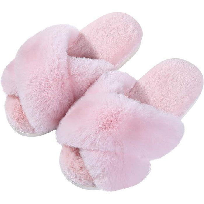 Plush Comfort Crossband Slippers For Women