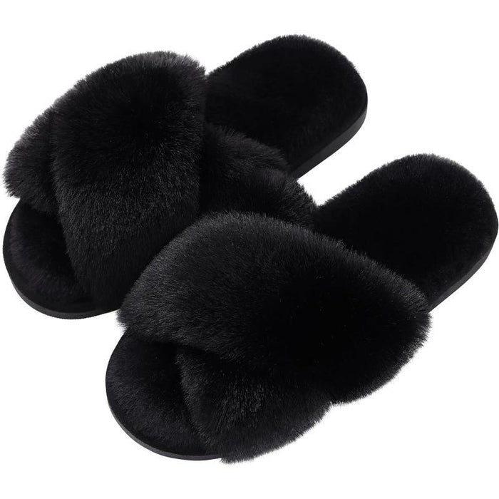 Plush Comfort Crossband Slippers For Women