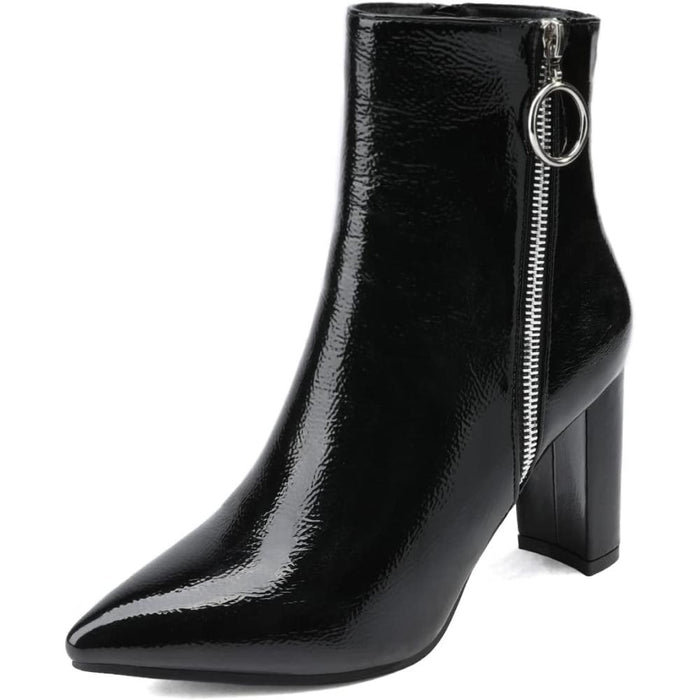 Pointed Design Zipper Boots