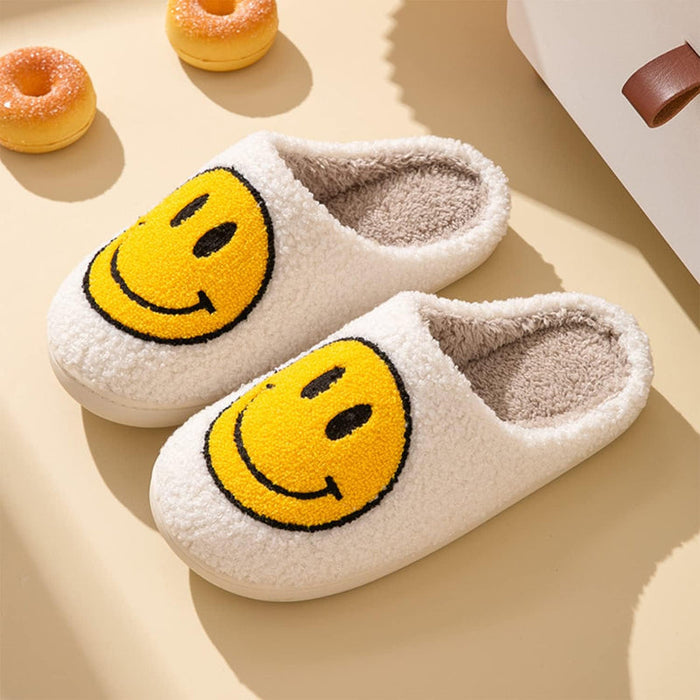 Smile Plush Cozy Slip On Slippers