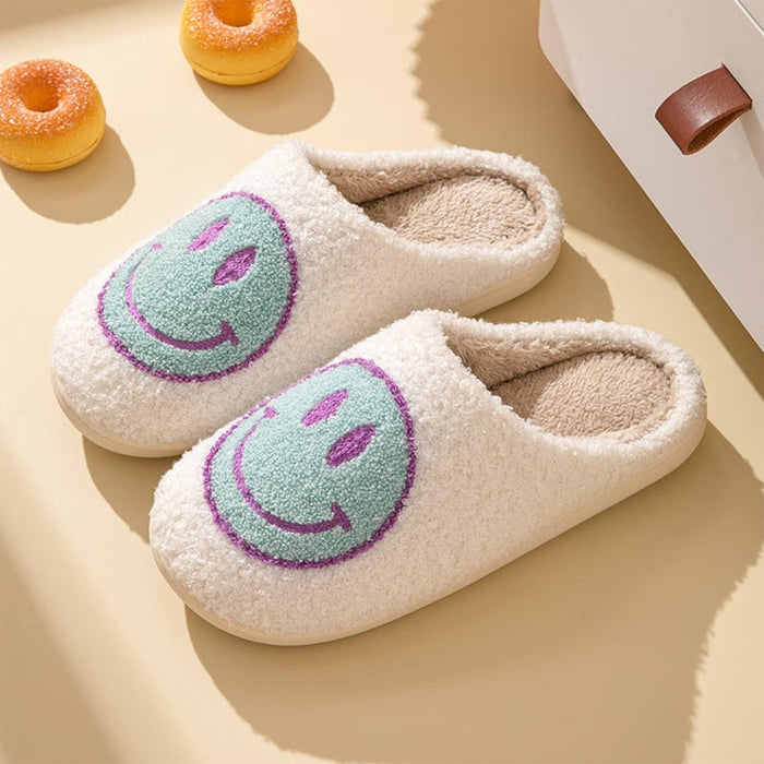 Smile Plush Cozy Slip On Slippers