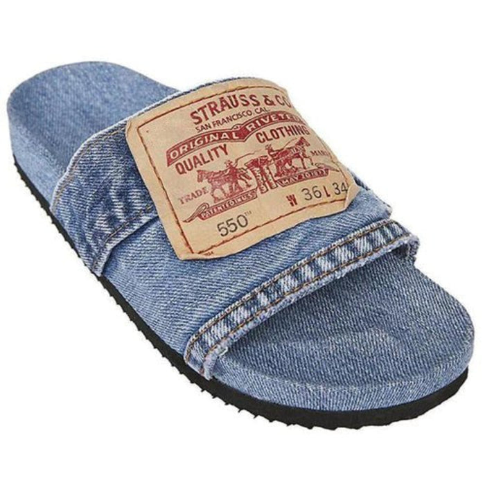 Stylish And Comfort Denim Slides