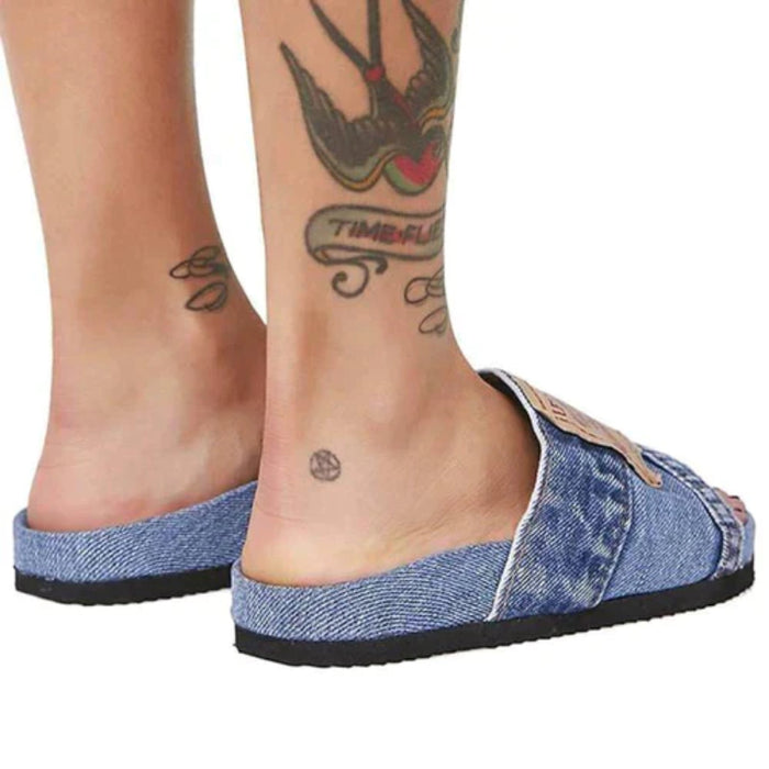 Stylish And Comfort Denim Slides