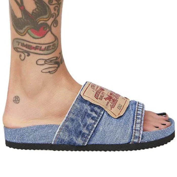 Stylish And Comfort Denim Slides