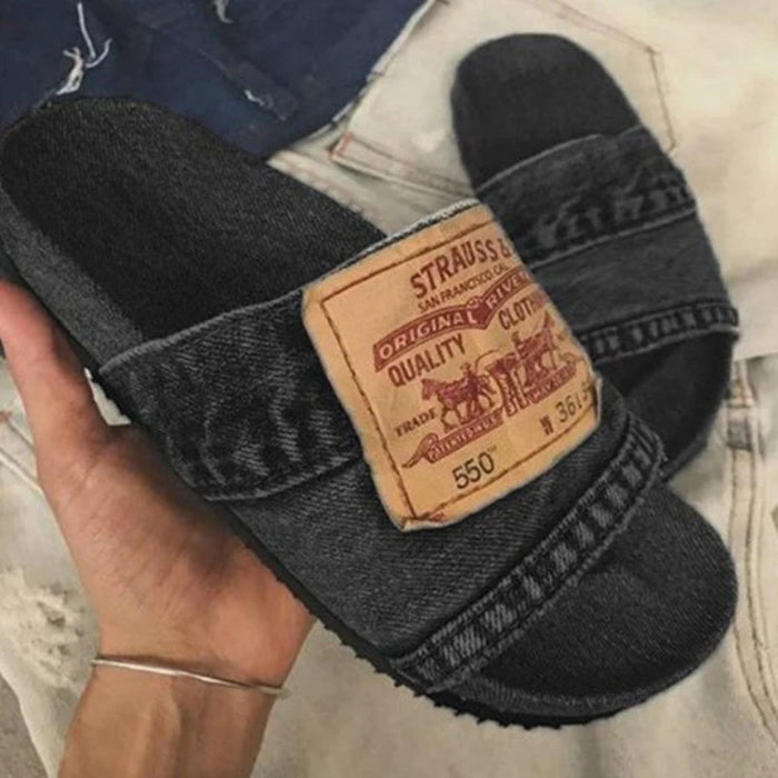 Stylish And Comfort Denim Slides