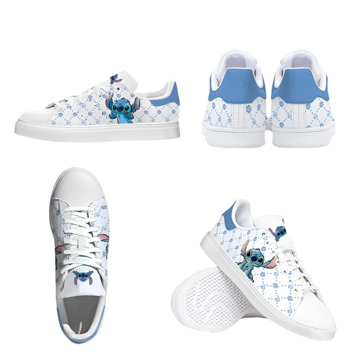 Custom Name Stitch Blossom Flower Pattern Casual Sneakers