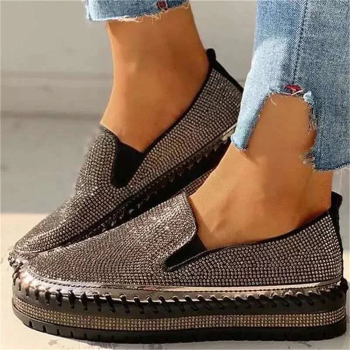 Women's Rhinestone Platform Breathable Slip-On Shoes