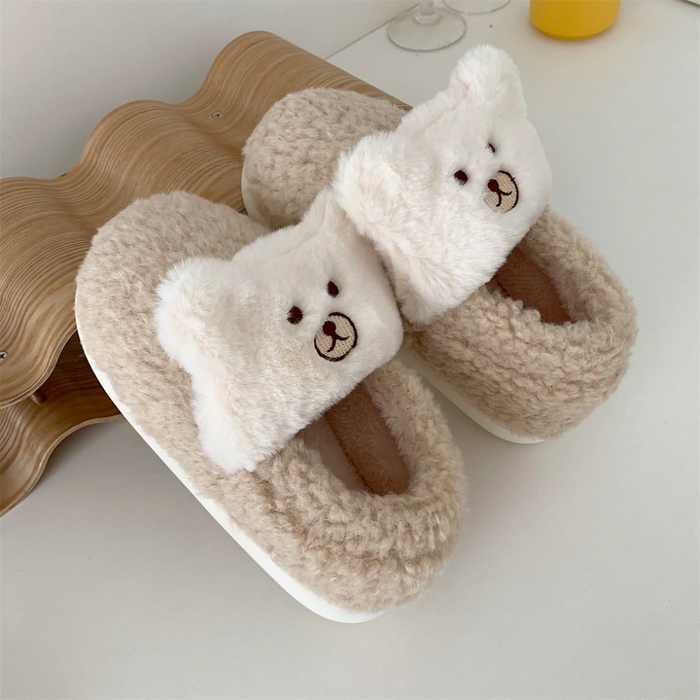 Patrice Cute Bear Fluffy Slippers