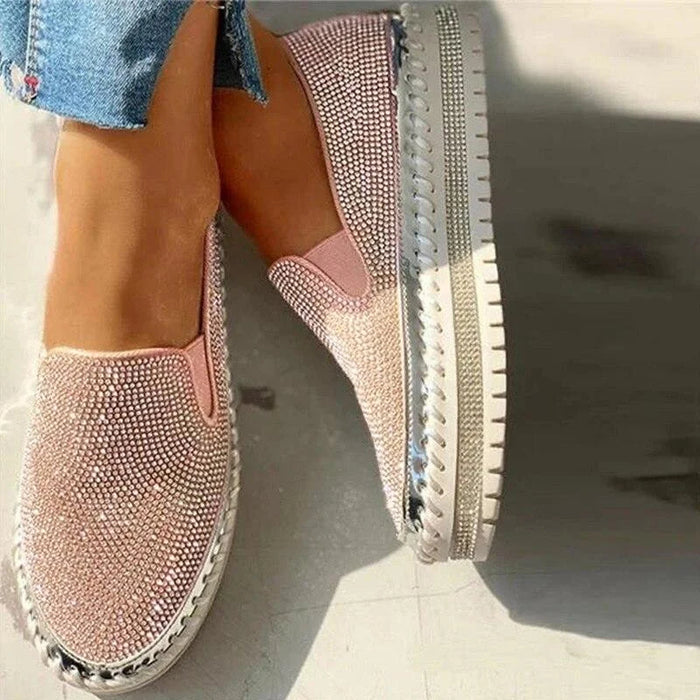 Women's Rhinestone Platform Breathable Slip-On Shoes