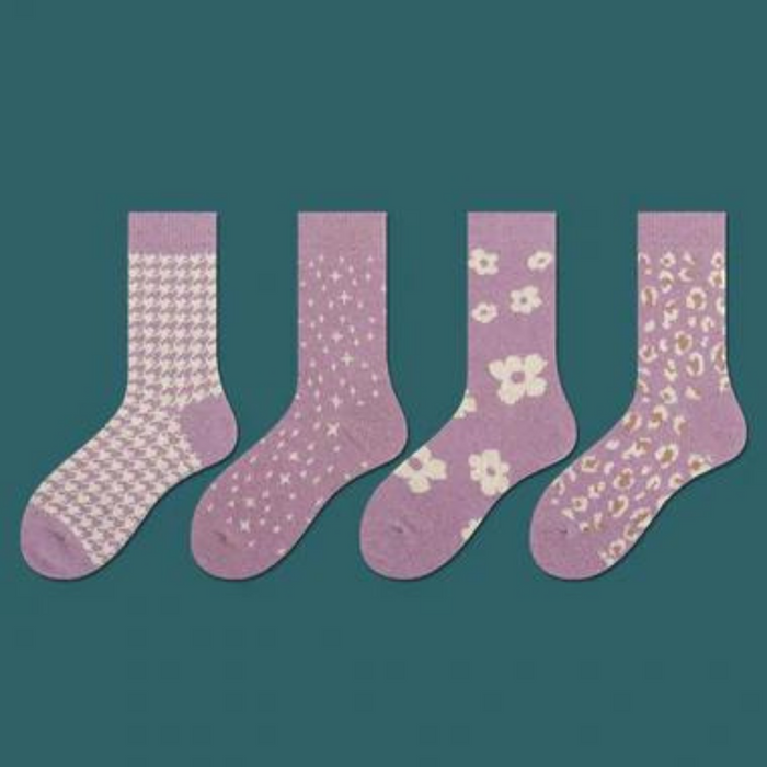 Kathi Purple Multi Print Socks