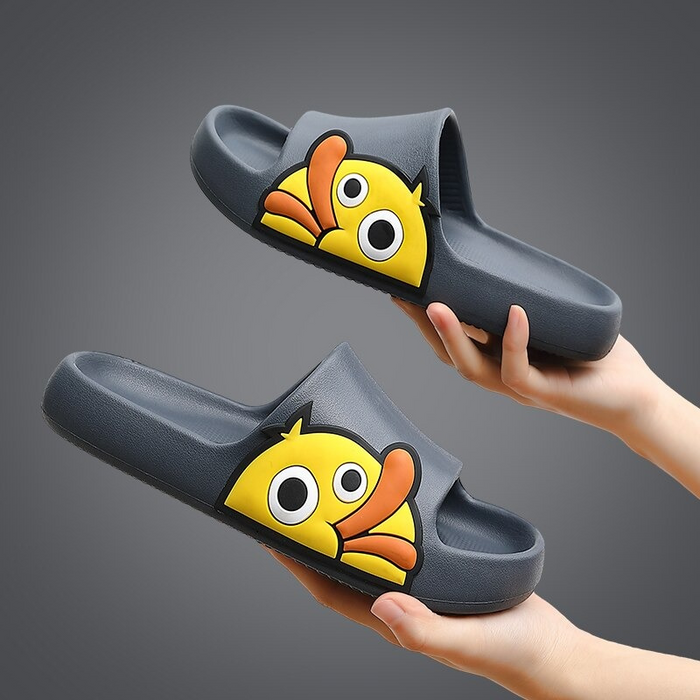 The Cartoon Duck Print Chunky Slides