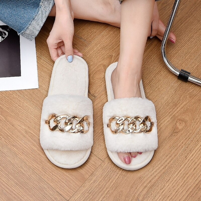 The Furry Single-Strap Winter Slides