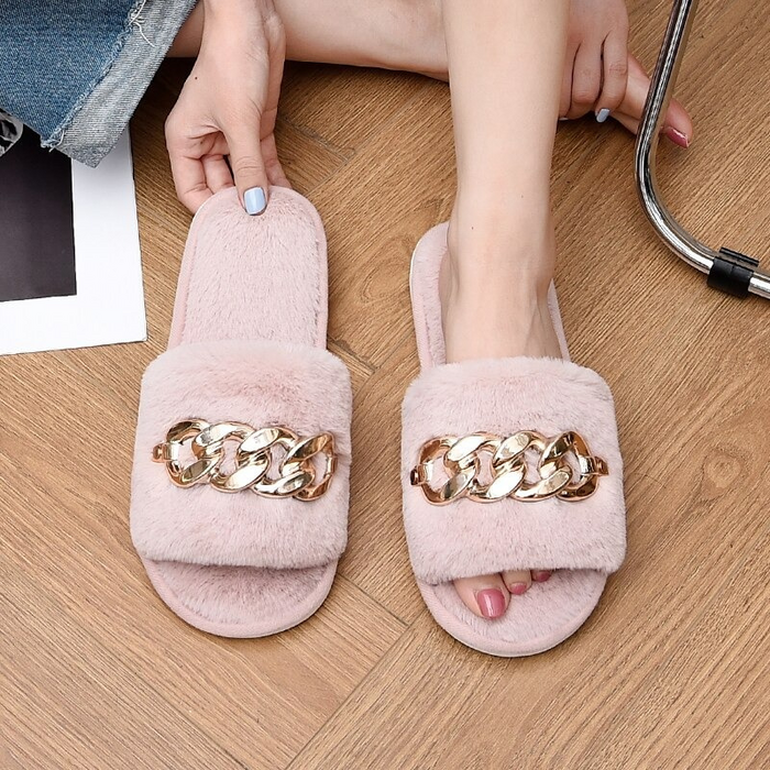 The Furry Single-Strap Winter Slides