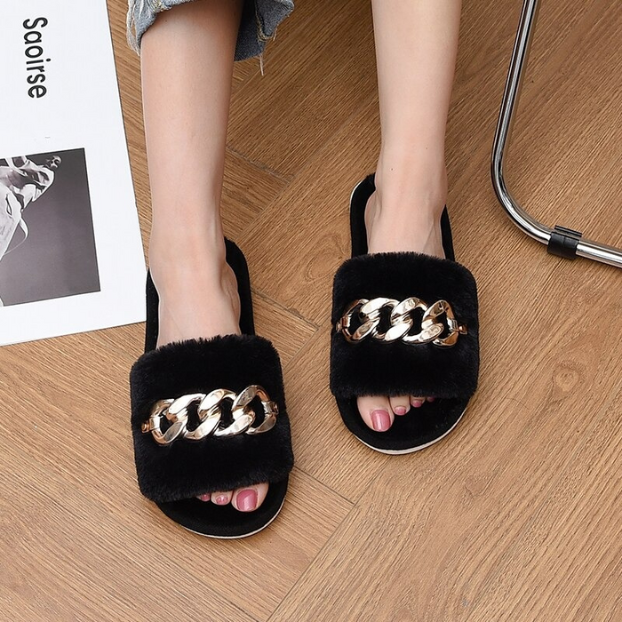 The Furry Single-Strap Winter Slides