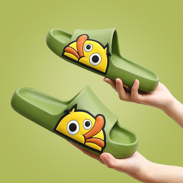 The Cartoon Duck Print Chunky Slides