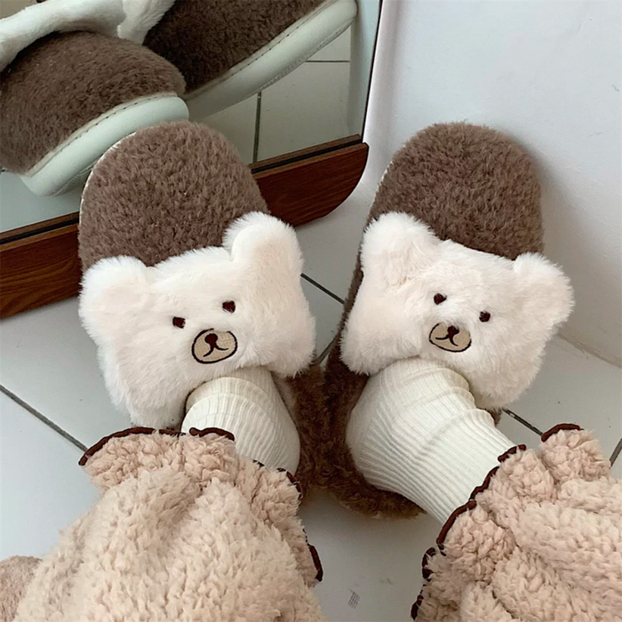 Patrice Cute Bear Fluffy Slippers