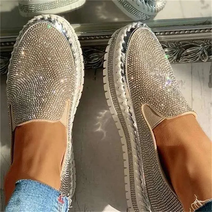 Women's Rhinestone Platform Breathable Slip-On Shoes