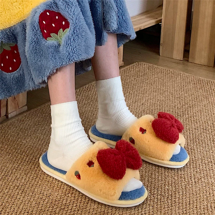 Ollie Red Bow Open Toe Slippers