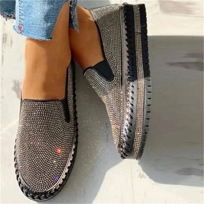 Women's Rhinestone Platform Breathable Slip-On Shoes