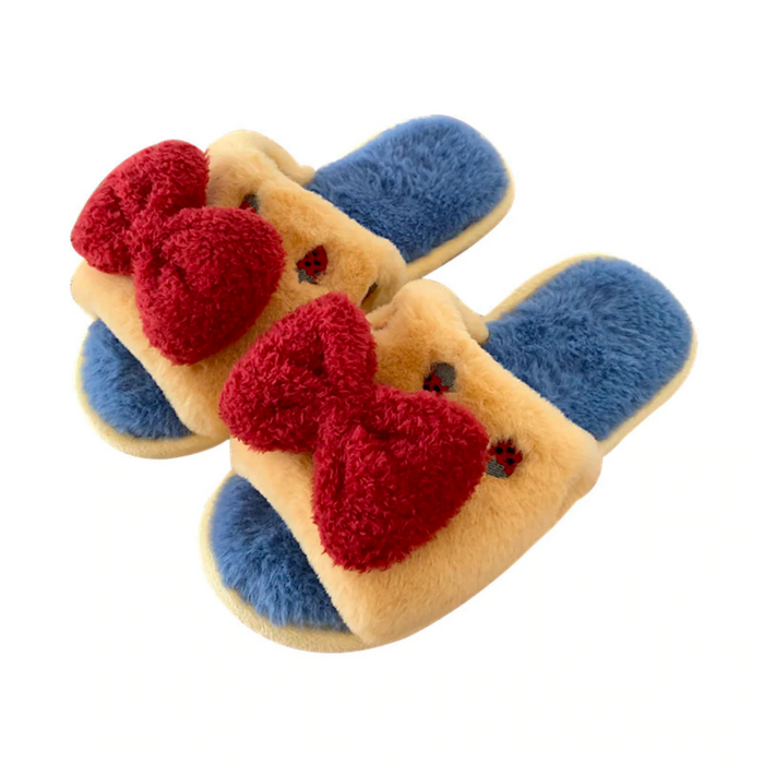 Ollie Red Bow Open Toe Slippers