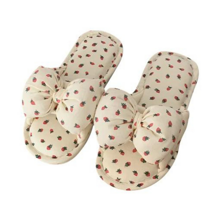 The Jenna Retro Strawberry Bow Slides