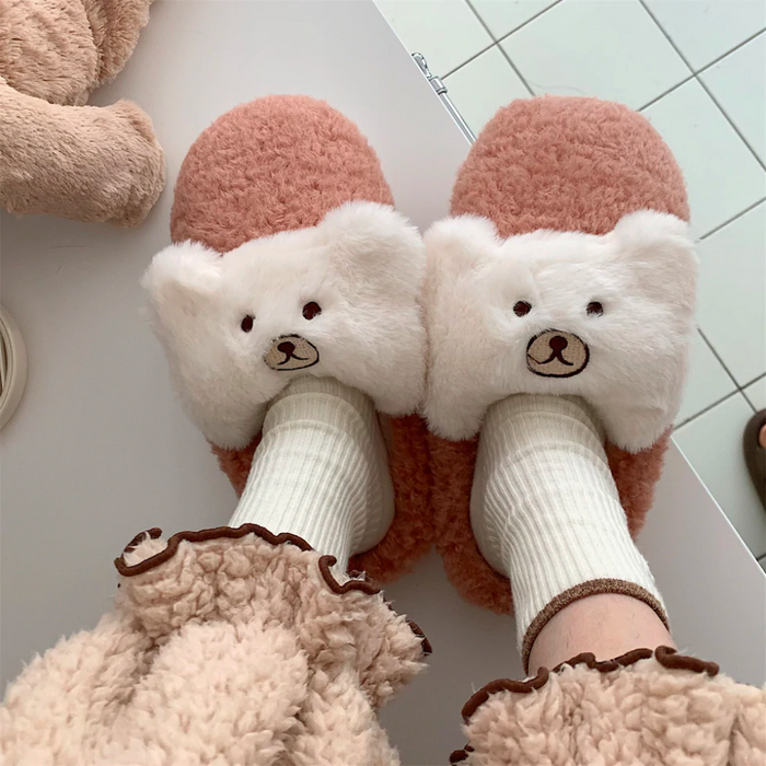 Patrice Cute Bear Fluffy Slippers