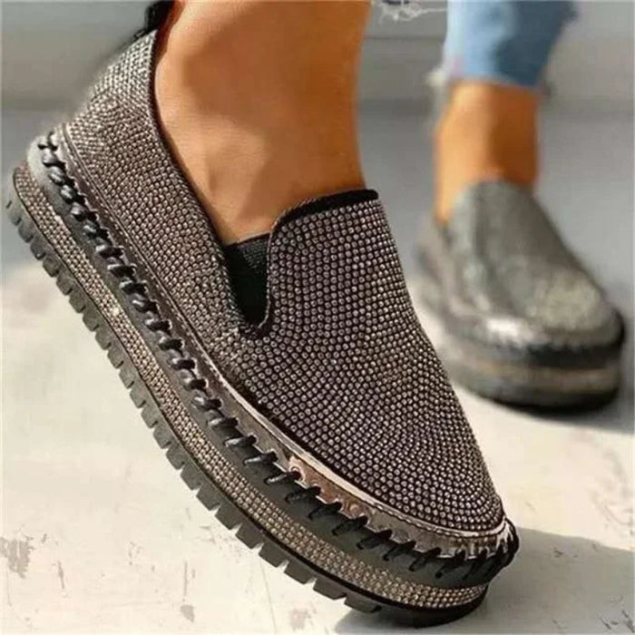 Women's Rhinestone Platform Breathable Slip-On Shoes