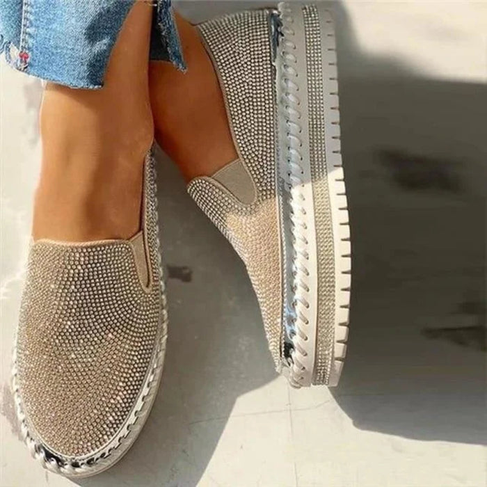 Women's Rhinestone Platform Breathable Slip-On Shoes