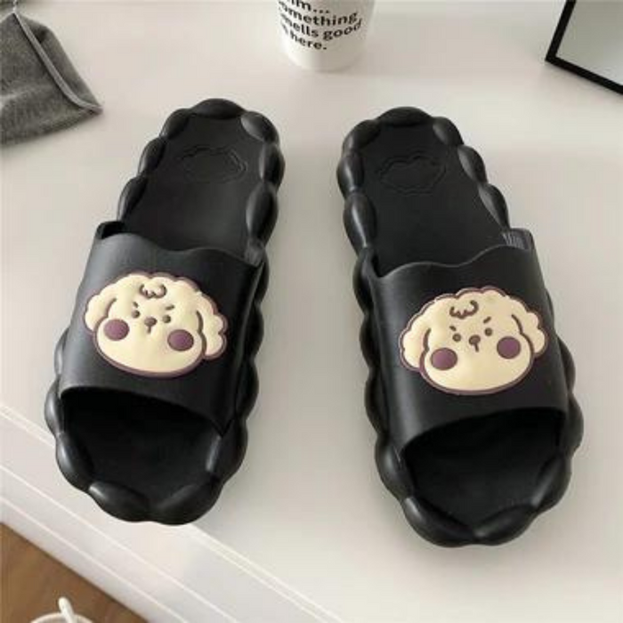 Ariel Cute Dog One Strap Sliders