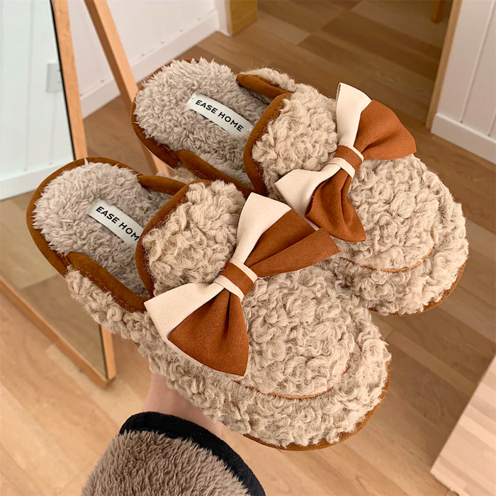 Addie Closed Toe Sliders With Bow