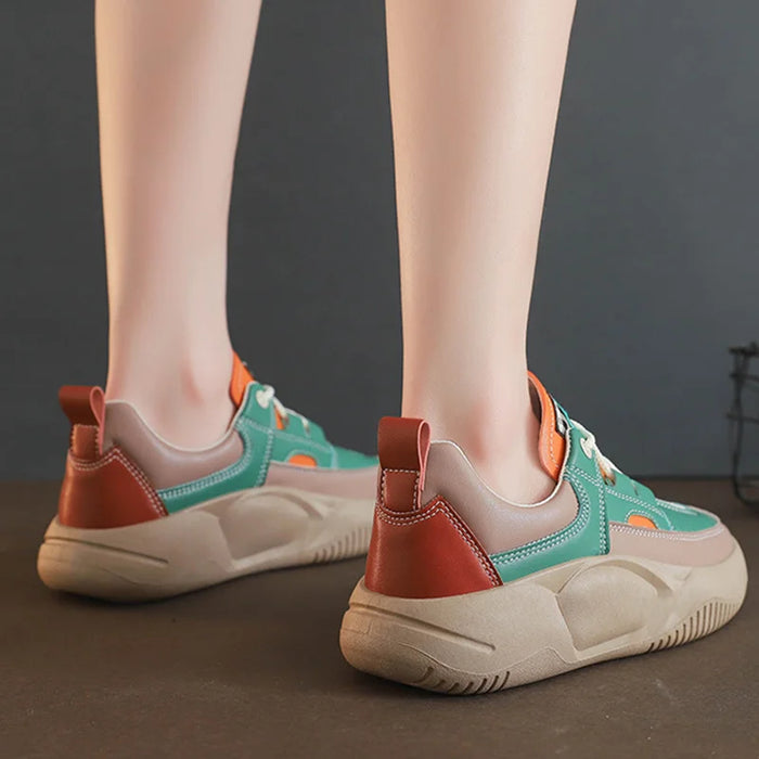 Women's Color Block Thick Sole Walking Shoes