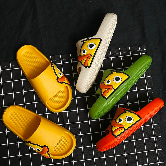 The Cartoon Duck Print Chunky Slides