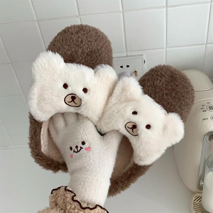 Patrice Cute Bear Fluffy Slippers