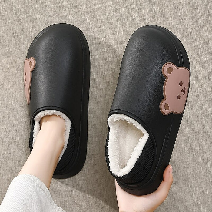 The Bear Themed Closed-Toe Insulated Slippers