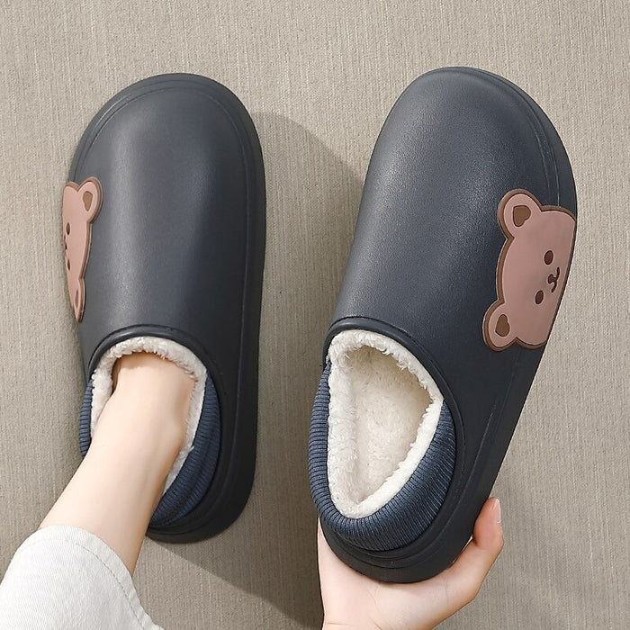 The Bear Themed Closed-Toe Insulated Slippers