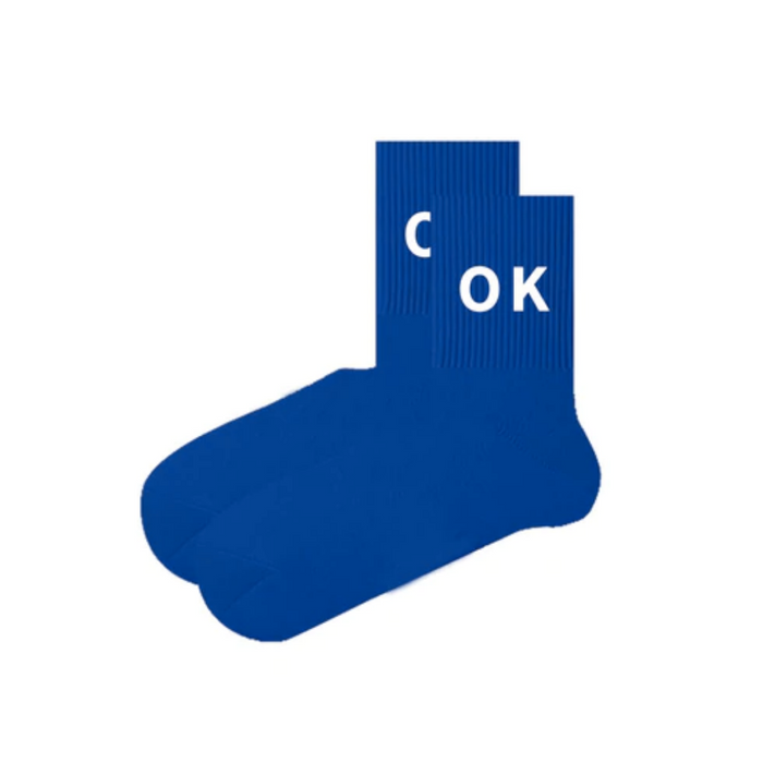 The Shanda OK Text Blue White Socks