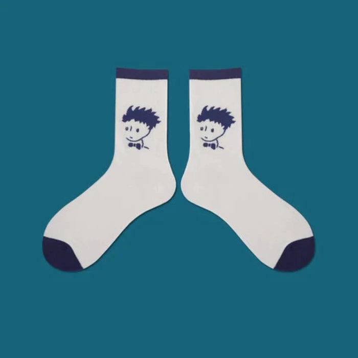 White and Navy Tamra Socks