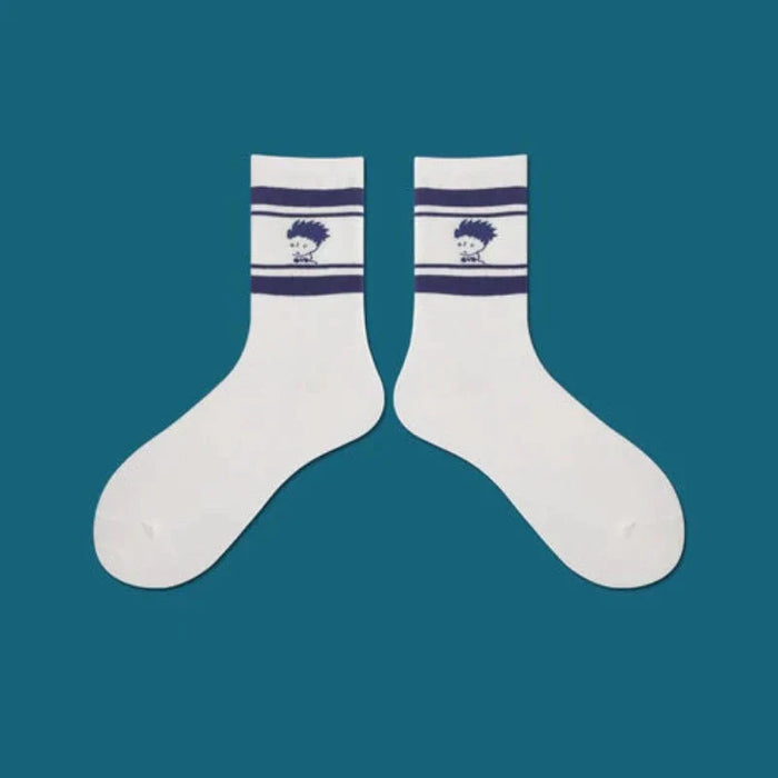 White and Navy Tamra Socks