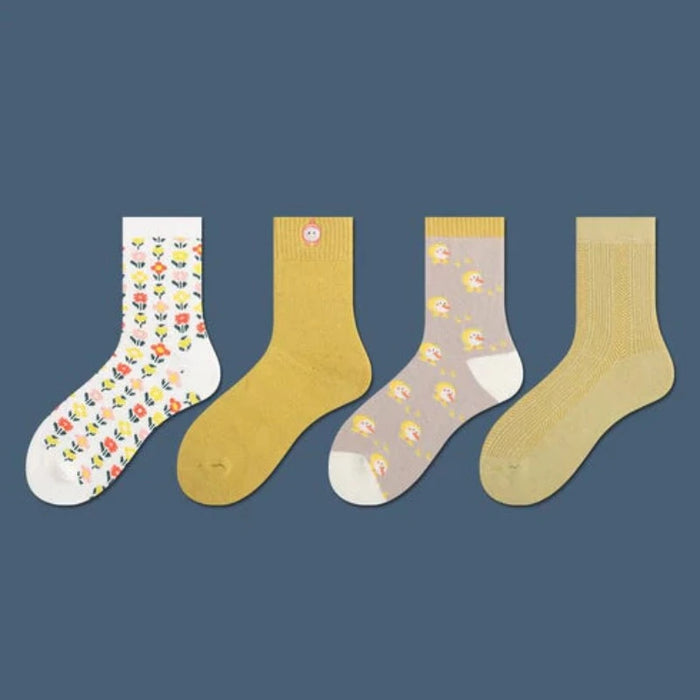 The Dessie White Mustard Gray Socks