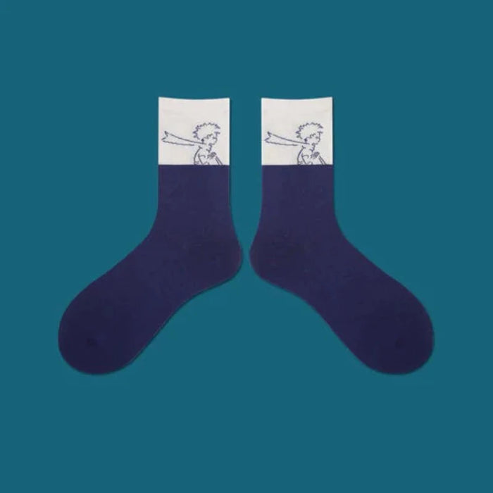 White and Navy Tamra Socks