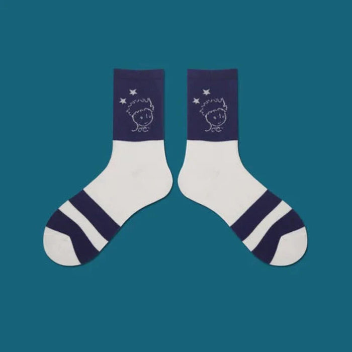 White and Navy Tamra Socks