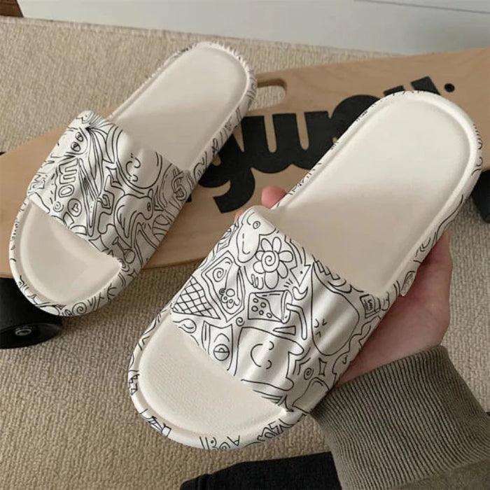 The Lona Abstract Print White Slides