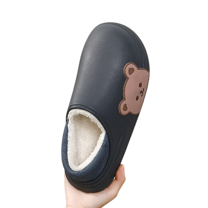 The Bear Themed Closed-Toe Insulated Slippers