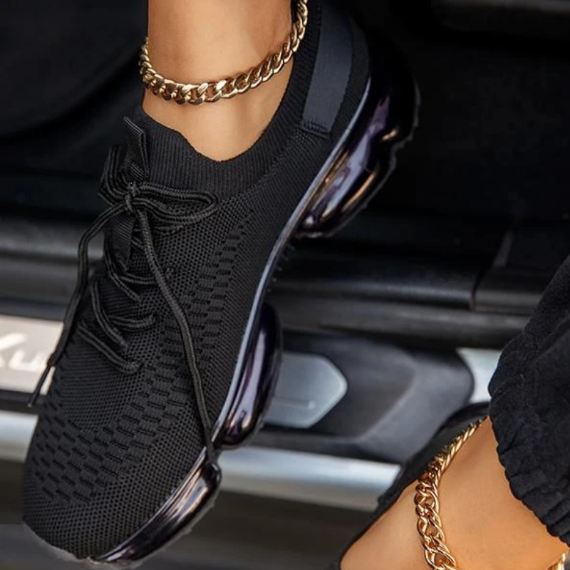 Black Comfy Air Cushion Sneakers.